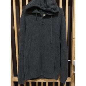 Dravus Sweater Mens XL Gray Knit Pullover Hoodie Kangaroo Pocket Minimalist
